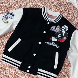 Justice Black and White Snoopy Varsity Jacket
